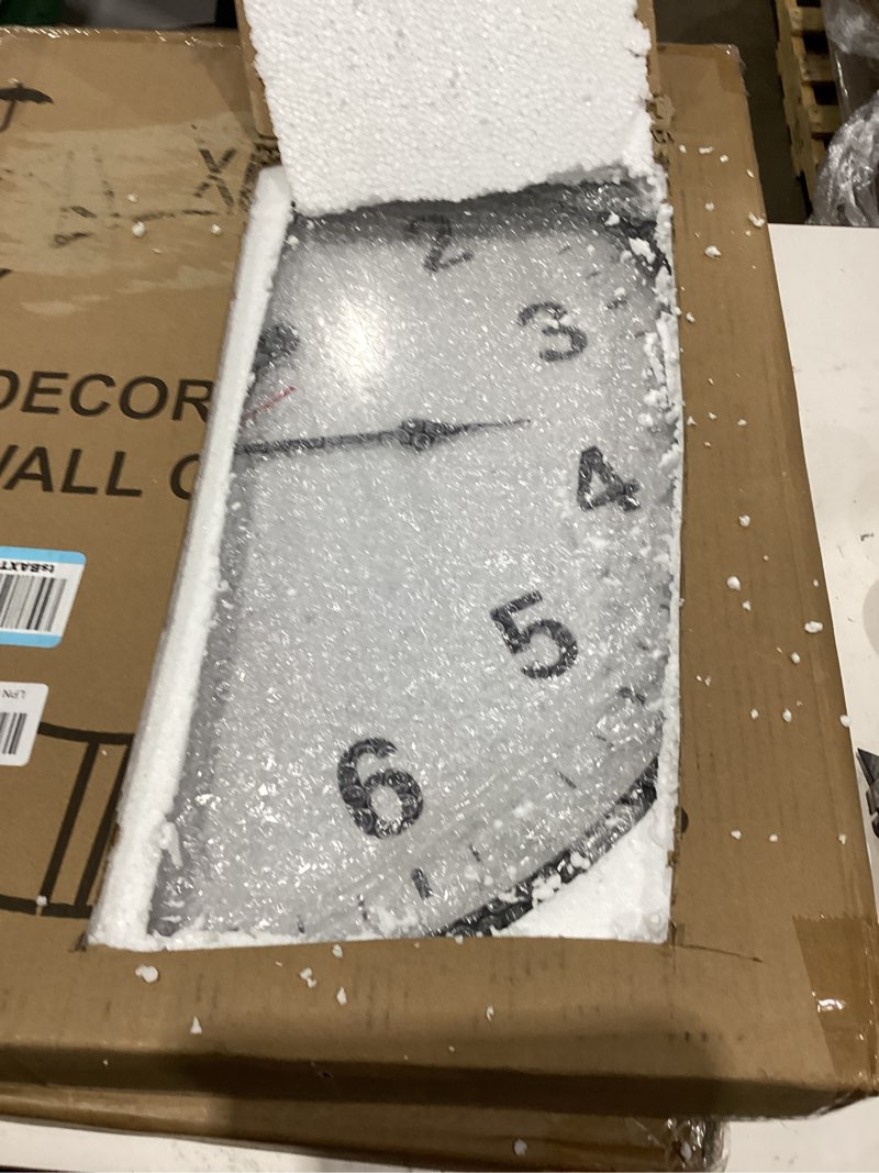 Condition photo showing Good Condition for leike metal large wall clock 24in black, retro silent quartz battery operated, decorative for patio, kitchen, living room, bedroom, pool black 24in