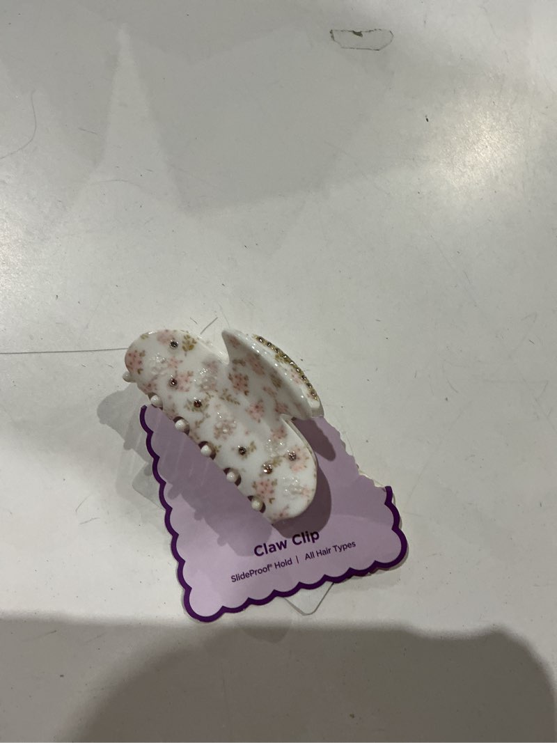 Condition photo showing Good Condition for goody faux fleur claw hair clip, small floral print, 1 count