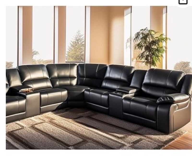 INCOMPLETE) (ONLY OTTOMAN)FONTOI L Shaped Sectional Couch with Otttoman, 97\" Leather Sectional Sofa for Living Room Modular Co