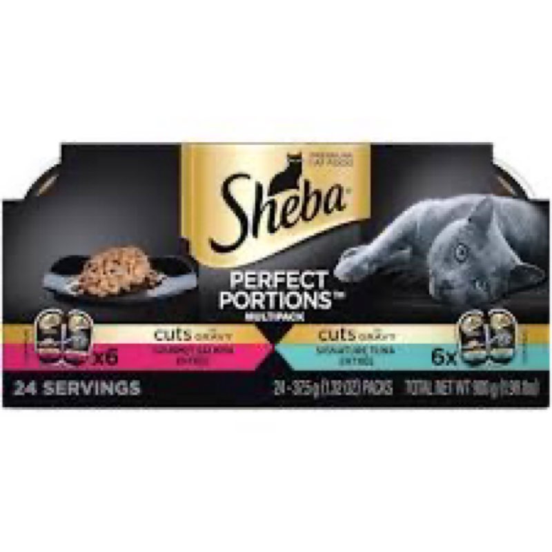 Best by 04/2027 SHEBA PERFECT PORTIONS Multipack Cuts in Gravy Roasted Chicken, Gourmet Salmon, and Signature Tuna E