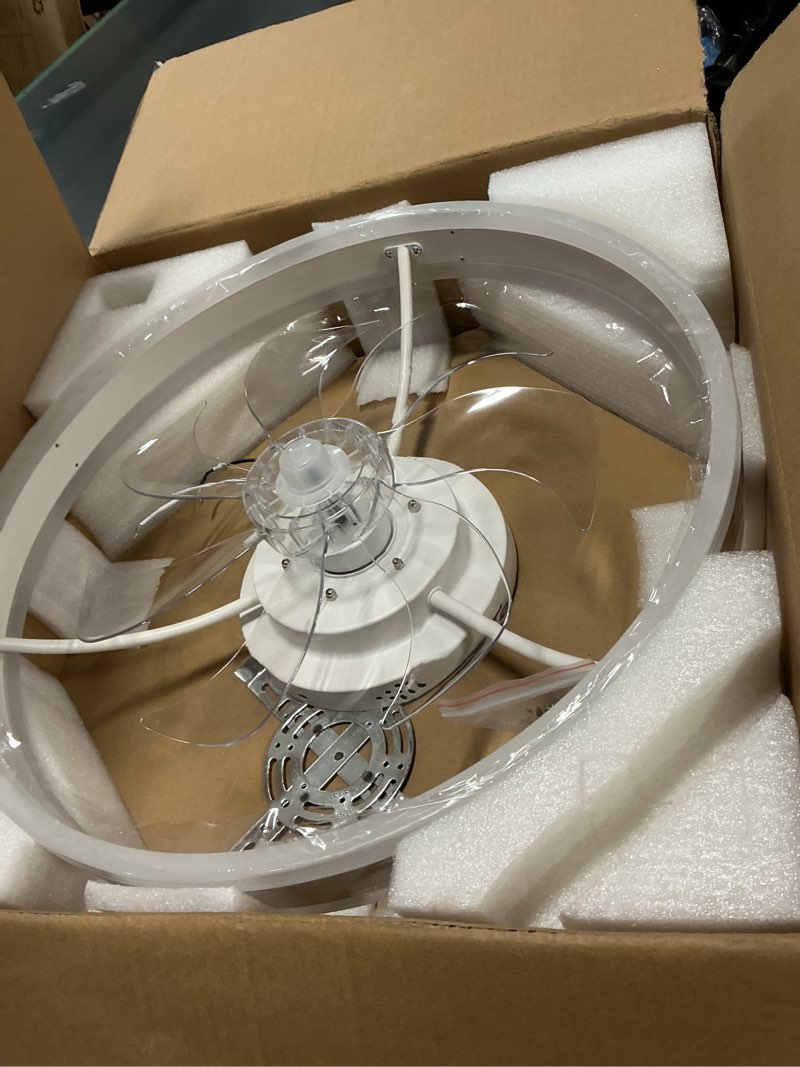 Condition photo showing Good Condition for STERREN RGB Ceiling Fans with Lights, 20'' Smart LED Ceiling Fan with Remote/APP Control, Modern Low Profile Bladeless Chandelier Fan, Dimmable White Fandelier for Bedroom, Living Room, Kitchen RGB White 19.7 inch