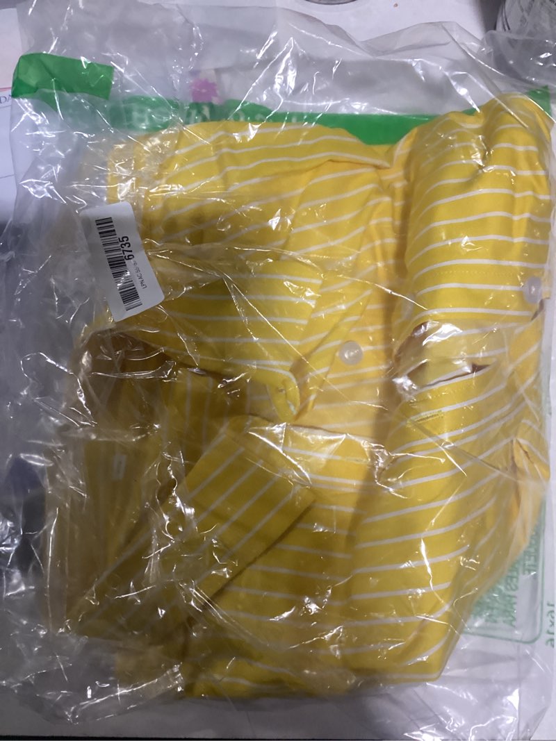 Condition photo showing New/Like New for siliteelon Striped Button Down Shirts for Women Cotton Short Sleeve Blouses Collared Shirt Office Work Going Out Tops Large Deep Yellow Striped