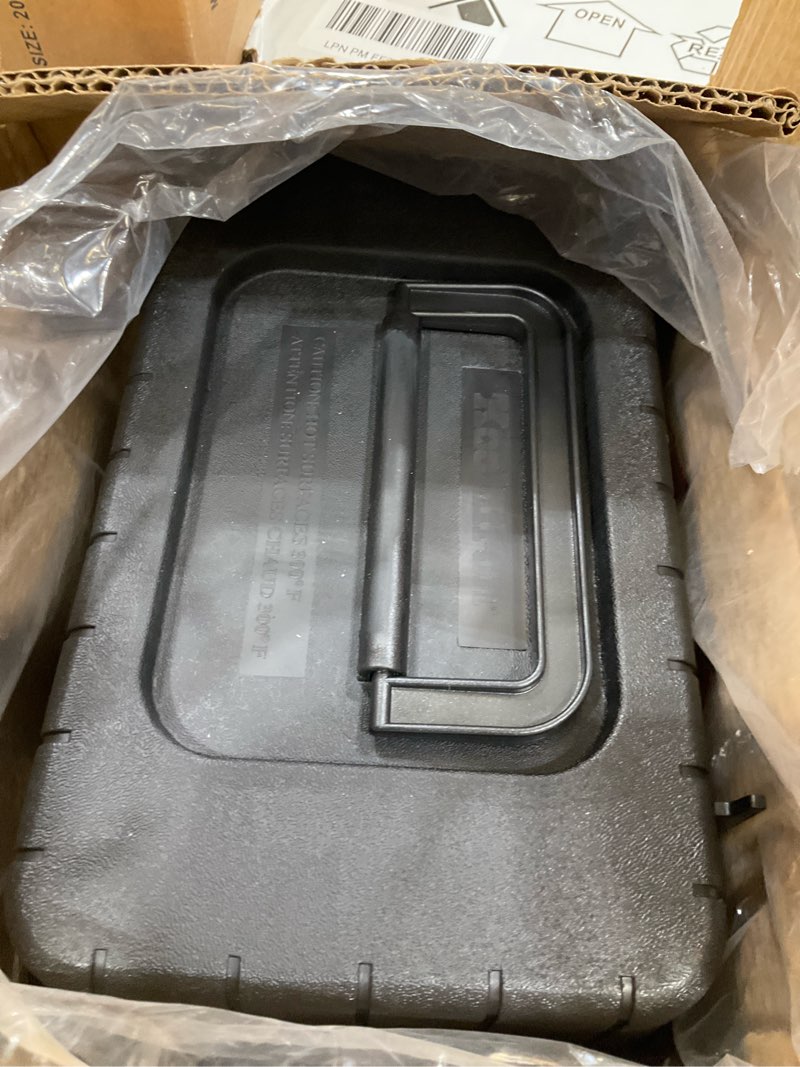 Condition photo showing As Is for koolatron 12v heating lunch box stove, 1.6 qt (1.5 l) black 6 ft (1.8m) power cord heats to 300f (149c) built-in cord storage classic construction worker lunchbox for car suv pickup truck