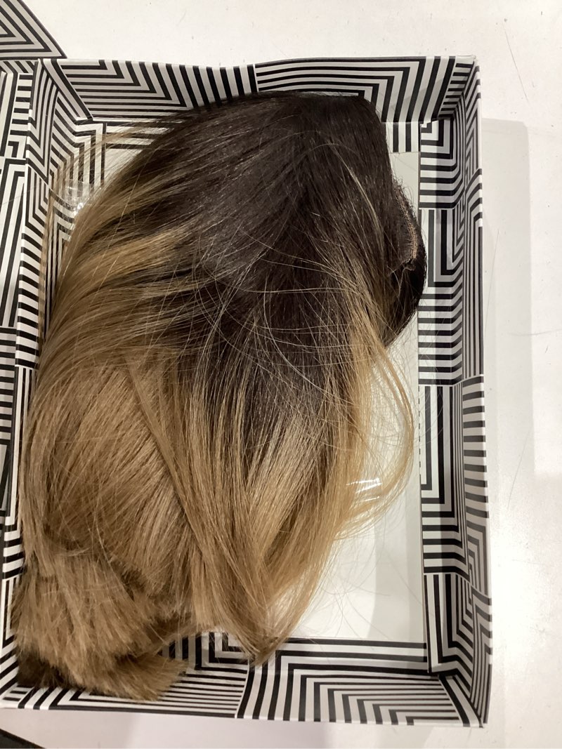 Condition photo showing Good Condition for NOBLE Hightlight Wigs for Women Short Straight T Part HD Lace Front Wigs 150% Density Heat Resistant Synthetic Blunt Cut Bob Wigs for Party and Daily Use 10 Inch DYSNT 30CB/26L
