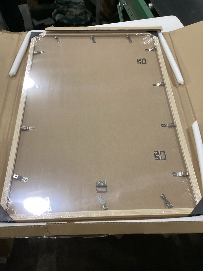 Condition photo showing New/Like New for hliwegns oak 12x24 frame - single frame - rustic woodgrain 12 x 24 poster frame with plexiglass for wall gallery display, 12x24 picture frame for puzzles, artwork, photos and posters oak 12x24 in