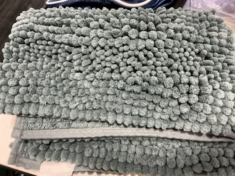 Condition photo showing Good Condition for kgorge arctic blue bath mat - quick drying bathroom rugs non-slip water absorbent thick shaggy chenile shower rug for toilet tub kitchen, 23\" x 17\", 1 pc