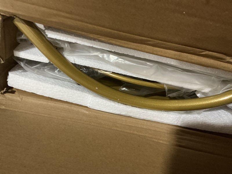 Condition photo showing As Is for Bar Cart Gold Rolling Cart for Home,2 Tiers Bar Serving Cart Round Wine Cart with Handle, Metal Wine Rack and Casters, Serving Bar Trolley for Home Kitchen,Living Room,Christmas,New Year