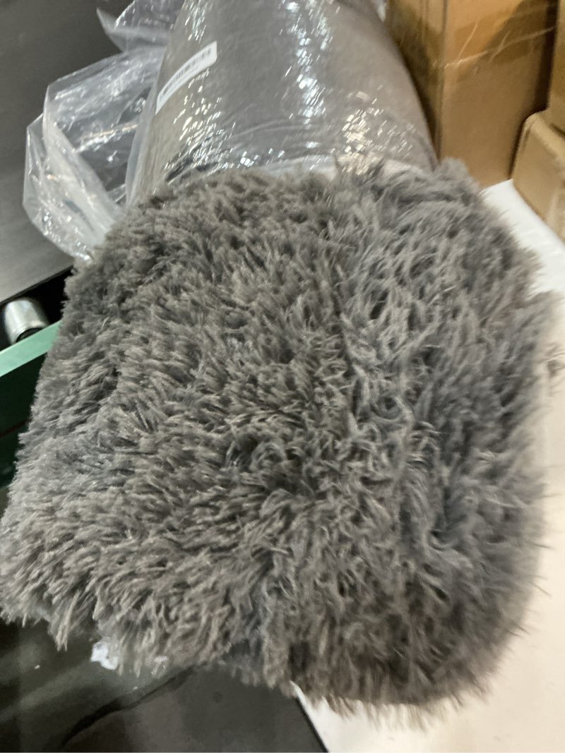 Condition photo showing As Is for ophanie area rugs for living room bedroom, upgrade non-slip fluffy soft grey shag carpet, indoor floor gray 4x6 fuzzy shaggy living room plush rug for kids home dorm decor aesthetic 4' x 6' (rectangular) 1- grey