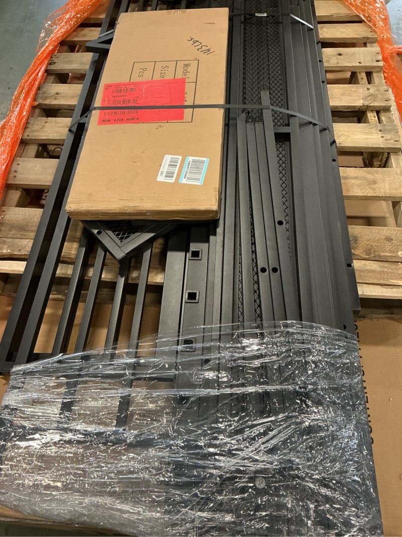 Condition photo showing As Is for KEIKI Full Size Metal Loft Bed Frame with Ladder and Built-in Storage Shelves, for Teens, Modern Style Loft Bed with Solid Slats, Guardrail, No Box Spring Required, Easy Assembly, for Bedroom, Black Black Full+Ladder