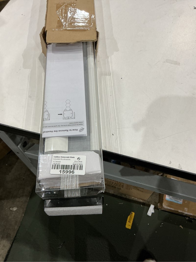 Condition photo showing Good Condition for sunfree cellular shades blackout blinds cordless honeycomb window shades for bedroom, blinds for window and door, home and office, grey, 36" w x 64" h grey(blackout) 36"w x 64"h