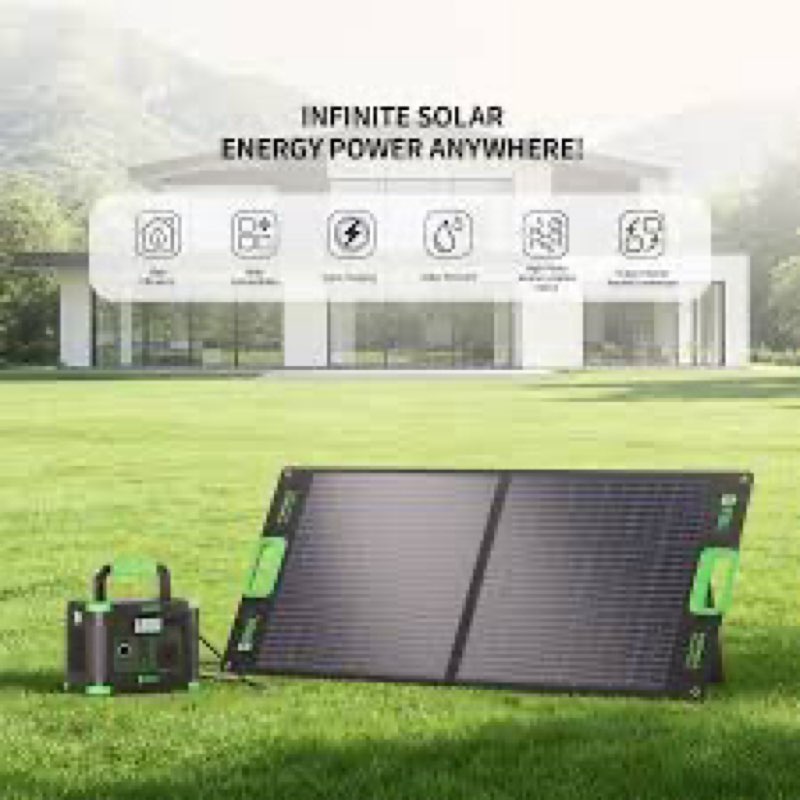 EBL Solar Panel 100W Portable Solar Panel (Upgraded) for 240/300/500/1000/1500/2000 Power Station, with Adjustable Kickstand and Parallel Cable, Waterproof IP65 for Outdoor Camping Hiking RV Trip 100W for Power Station