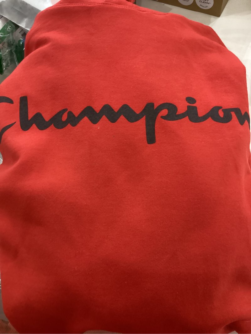 Condition photo showing Good Condition for Champion Men's Fleece Script Logo Hoodie (Reg. Or Big & Tall) Big & Tall 3X-Large Tall Team Red Scarlet - Classic Script Logo