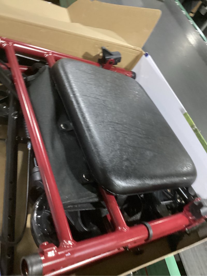 Condition photo showing As Is for Drive Medical RTL10261RD Foldable Rollator Walker with Seat - Adjustable Handles and Seat, Red