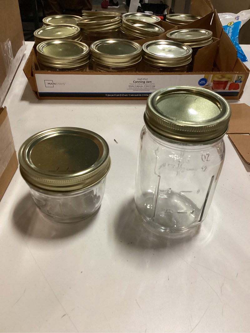 Condition photo showing Good Condition for canning jars half pint 12 120ml and 22 jars 400ml