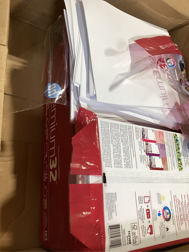 Condition photo showing As Is for hp printer paper | 8.5 x 11 paper | premium 32 lb | 6 pack - 3000 sheets | 100 bright | made in usa - fsc certified | 113100c 3,000 sheets premium32