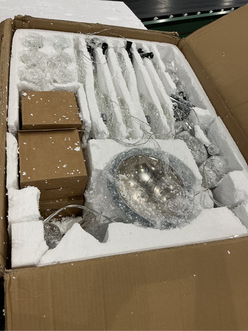 Condition photo showing Good Condition for crystal chandelier 6 lights clear k9 crystal luxury interior decoration ceiling light e12 bulbs crystal pendant lighting fixture for dining room, living room, bedroom (6 lights)