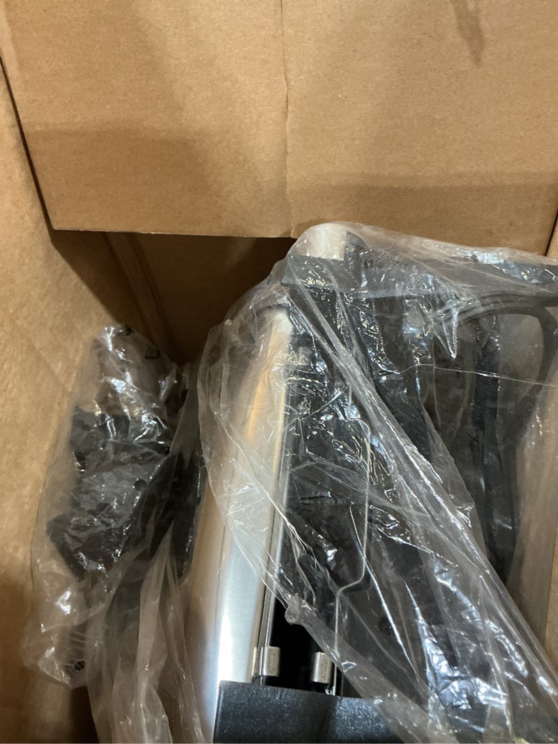 Condition photo showing As Is for all-clad stainless steel waffle maker 4 section, thick belgium waffle makers, upright storage 1600 watts, nonstick, 6 browning levels, dishwasher safe