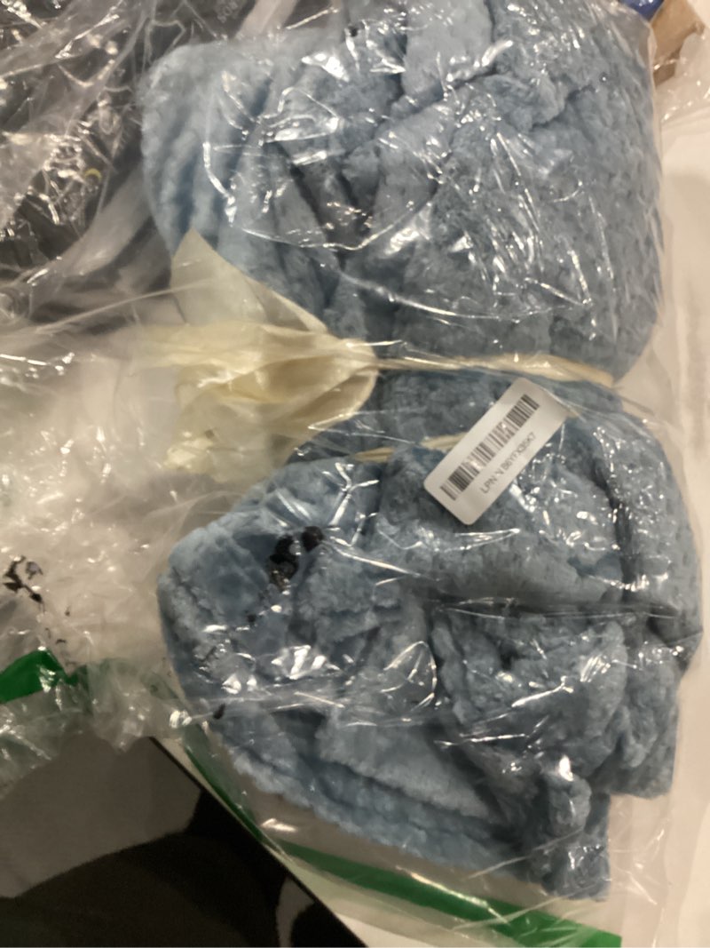 Condition photo showing Good Condition for pavilia dusty blue throw blanket for couch bed, soft fleece throws for sofa chair, fuzzy waffle textured blanket, cozy warm lightweight all season blanket throw, 50x60