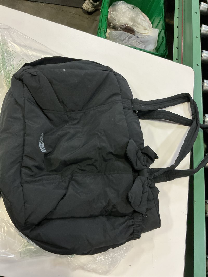 Condition photo showing As Is for bagamsrt crush bow tote bag for women, large work tote with 40oz tumbler, puffer travel tote bag for