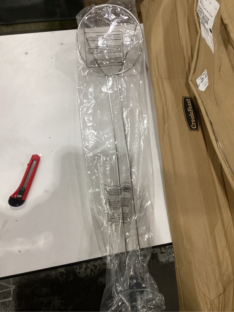 Condition photo showing New/Like New for Creole Feast SKM3602 36-Inch Stainless Steel Skimmer with 8" Bowl, Wire Strainer and Mesh Scoop, Crawfish Long Ladle Accessories for Large Batch Outdoor Cooking