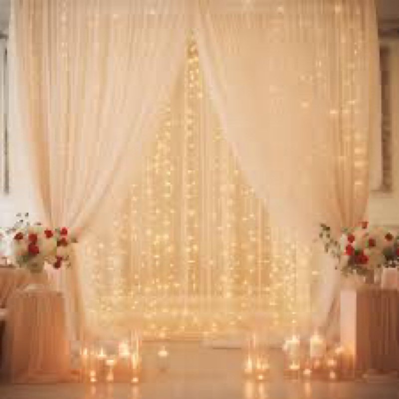 10ft x 10ft Champagne Backdrop Curtains, Wrinkle-Free Sheer Chiffon Fabric Photo Backdrop Drapes for
