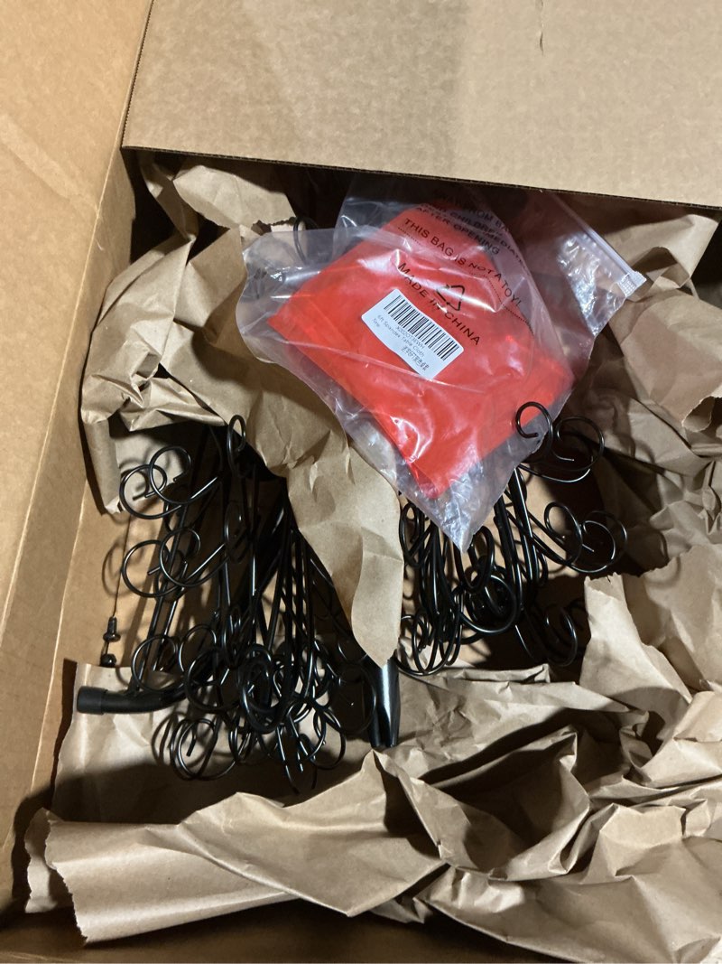 Condition photo showing As Is for ELYKEN Christmas Ornament Display Stand Tree,112 Hanger Hooks for Baubles and Holiday Decorations,3 FT Iron Freestanding Rack with Stable Base, Easy Assembly, Black