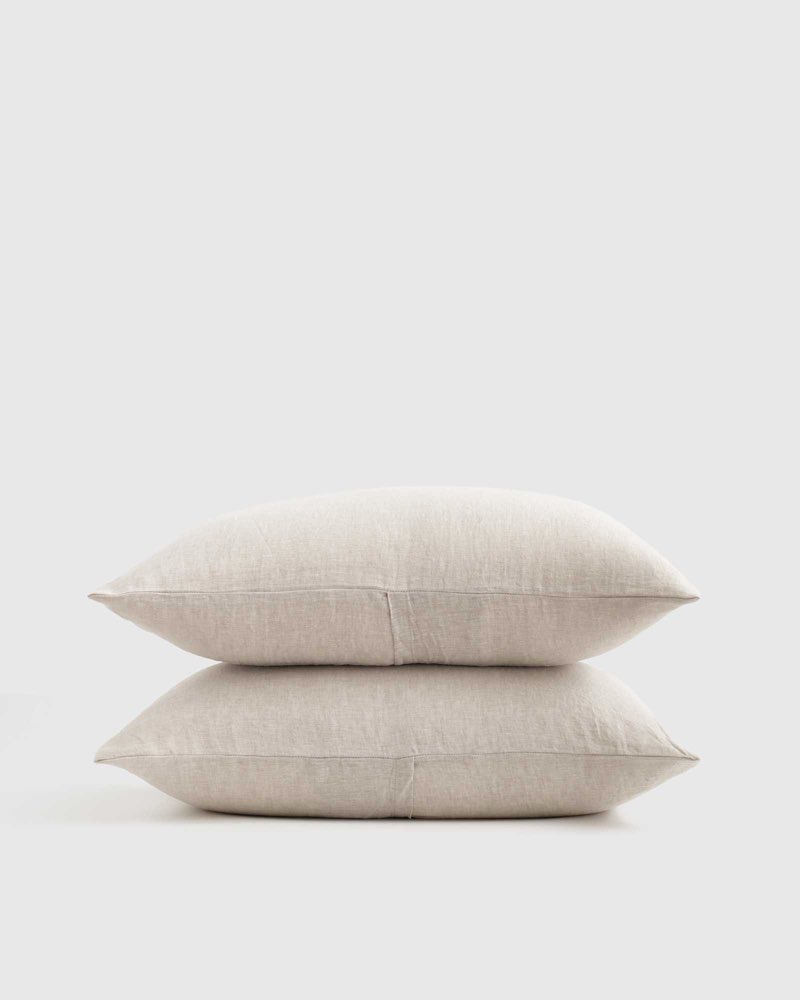 quince european linen sham set of 2, king, natural chambray, 20x36 in