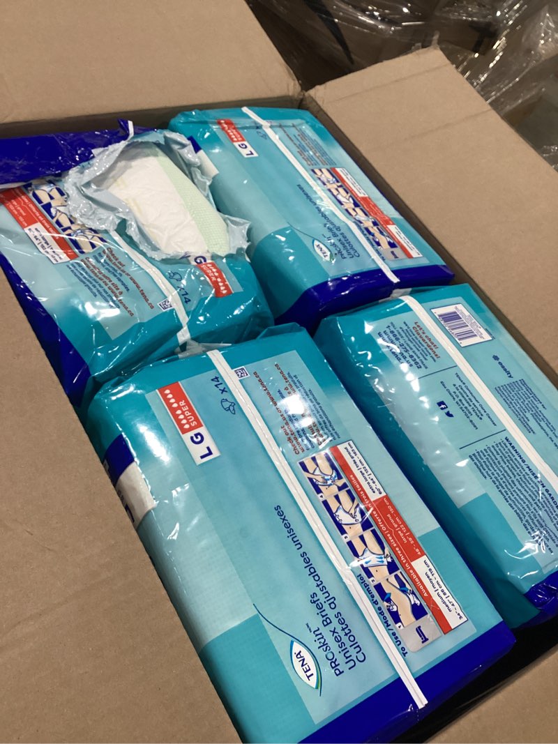 Condition photo showing As Is for tena incontinence adult diapers, maximum absorbency, disposable briefs, proskin - large - 56 ct large 56