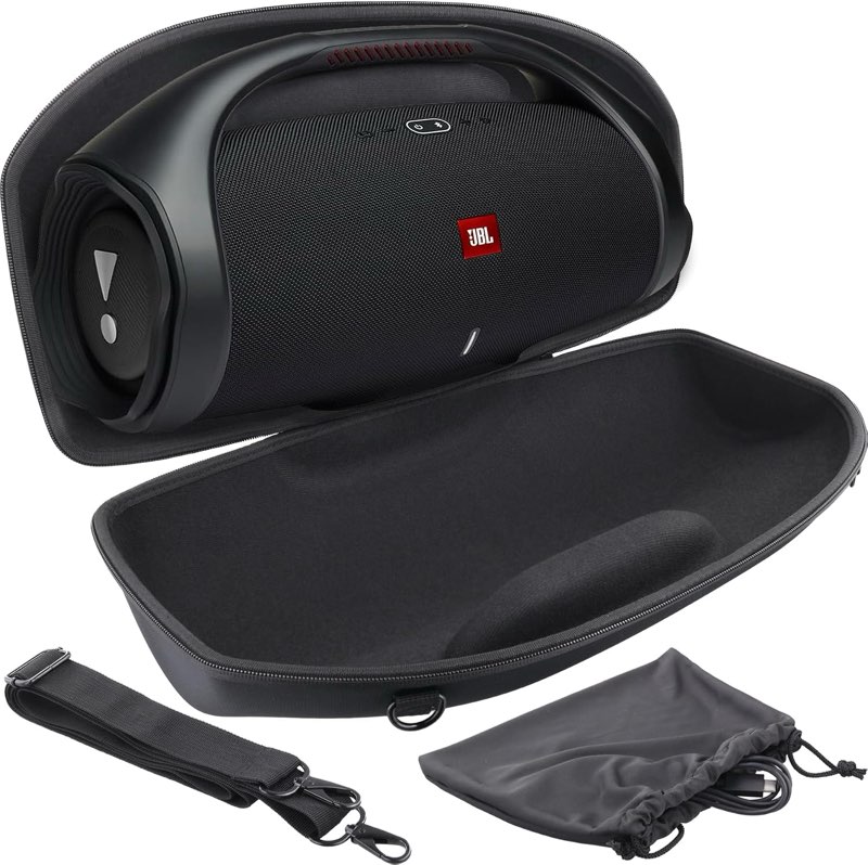 co2crea hard travel case replacement for jbl boombox 2 boombox 3 waterproof portable bluetooth speaker (all black case for boombox 2 speaker)