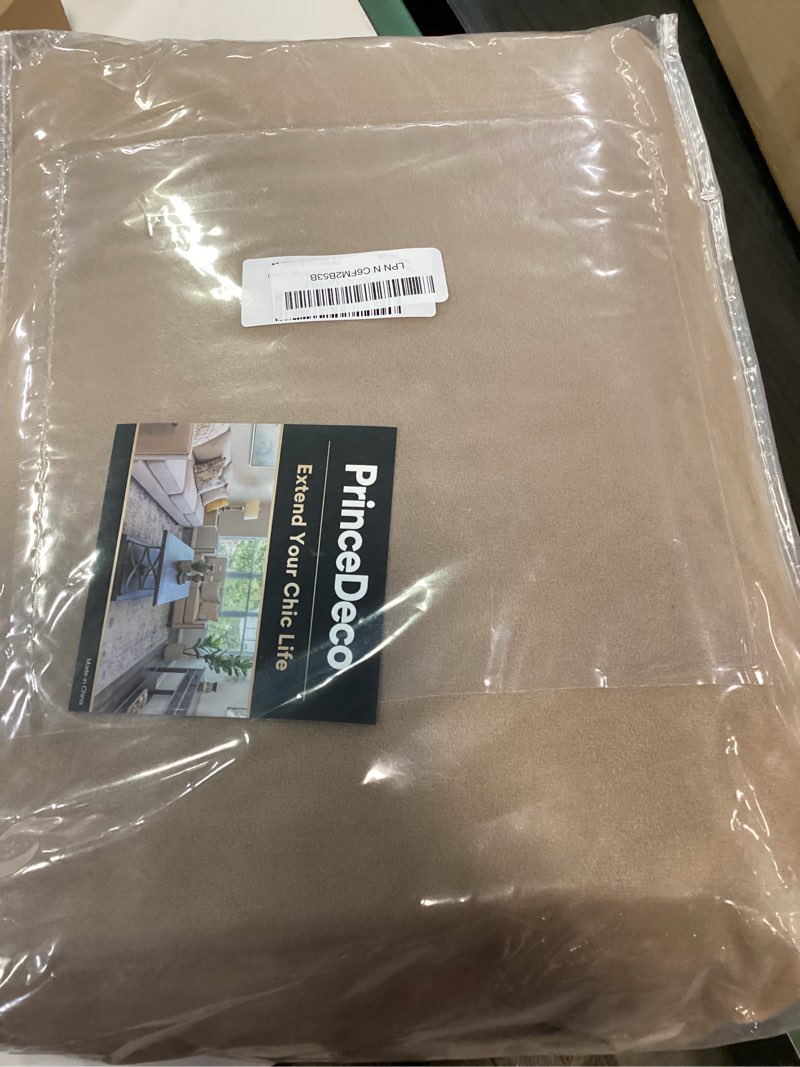 Condition photo showing Good Condition for princedeco velvet couch covers for sofa soft 4 pieces couch covers for 3 cushion couch sofa pet friendly furniture protector with non slip elastic bottom width up to 90 inch (large, camel) camel large(72"-90")