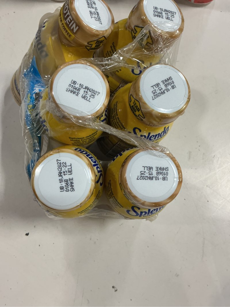 Condition photo showing New/Like New for (exp 01/10/27) splenda diabetes nutrition shakes - meal replacement shake, 8 fluid ounces per bottle (café latte, 6 pack) café latte 8 fl oz (pack of 6)