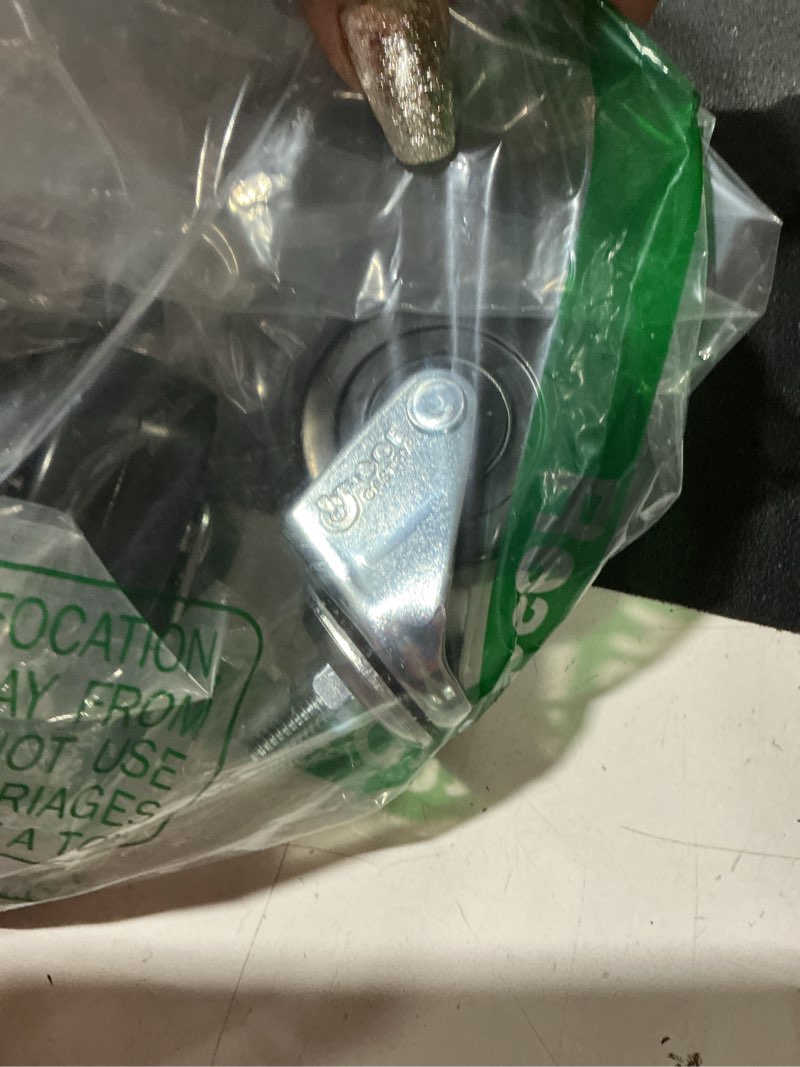 Condition photo showing Good Condition for axl 2" caster wheels, 1/4"-20 x 15mm threaded stem casters with brake, standard us coarse thread, quiet rolling pvc swivel wheels for furniture & rolling cart (4 pack) black 1/4" x 19/32"