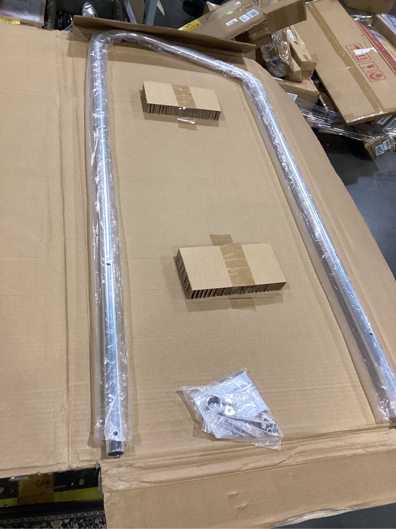 Condition photo showing New/Like New for taylor made products stepsafe double dock step handrail attachment, 19.5" w x 49" h, includes rail only, aluminum construction, added safety, fits 2-step models - 47201, silver, white, black double tread steps