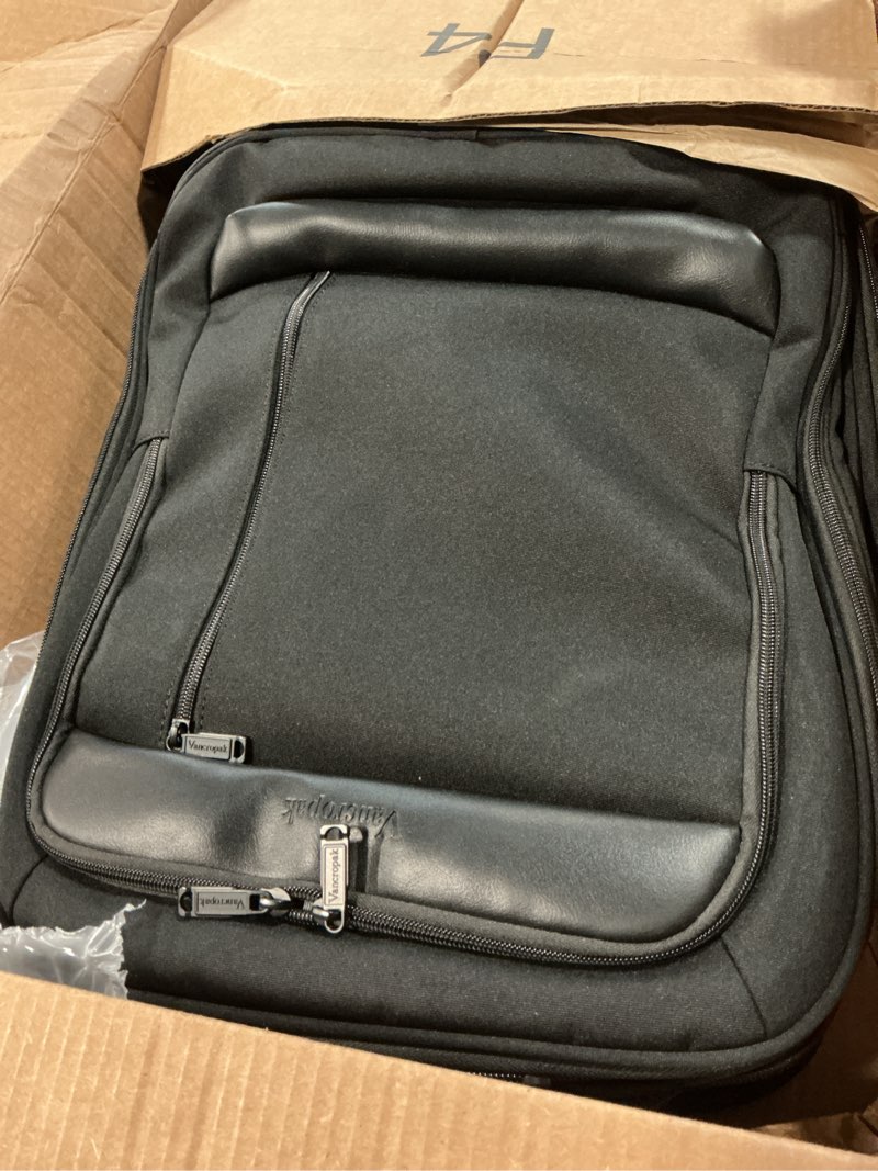 Condition photo showing As Is for Vancropak Carry on Luggage with Wheels, Multi-functional Airline Approved Underseat Personal Item Bag, 16" Lightweight Overnight Weekend Travel Business Carry-On Rolling Suitcase for Women Men, Black