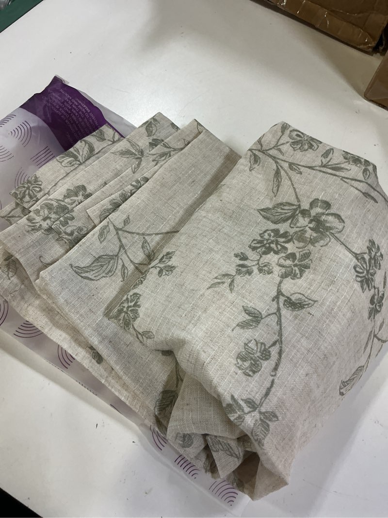 Condition photo showing New/Like New for jinchan rectangle tablecloth - 52 x 70 inch - beige linen table cloth - farmhouse floral print washable table cover for restaurant picnic indoor and outdoor dining rustic home decor green on flax 52" x 70" (rectangular) elisa | green on flax