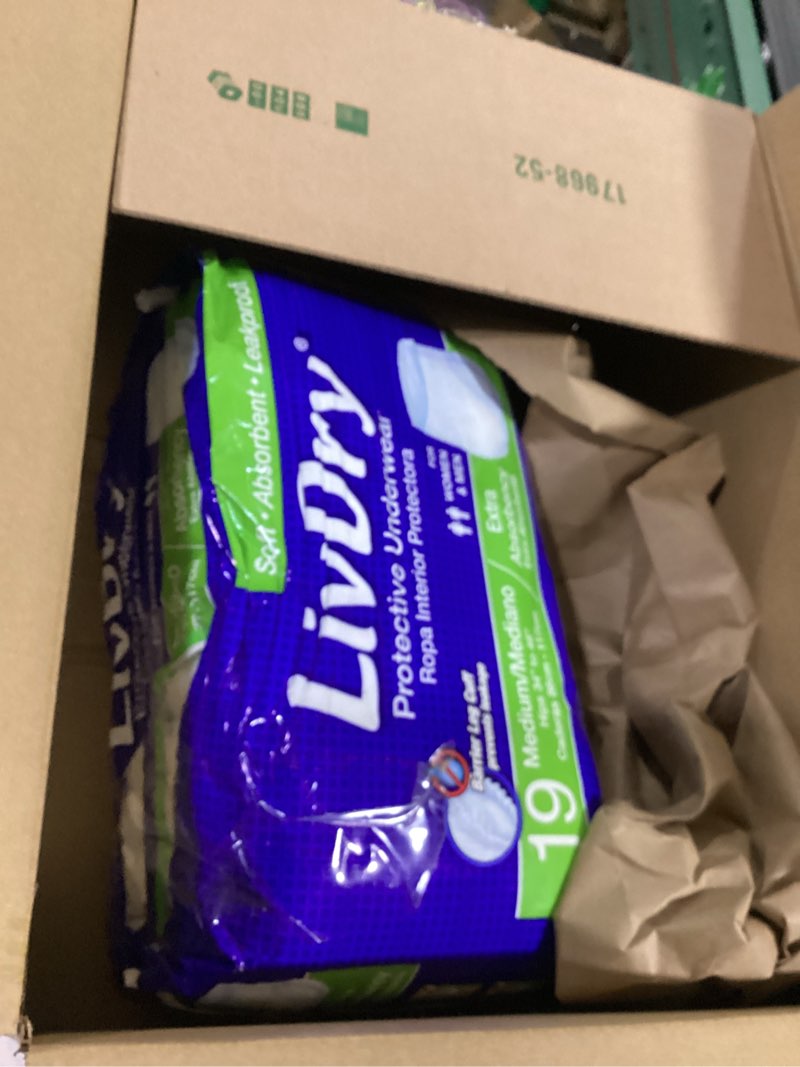 Condition photo showing Good Condition for livdry adult incontinence underwear, extra absorbency adult diapers, leak protection, medium, 19-pack medium (19 count)