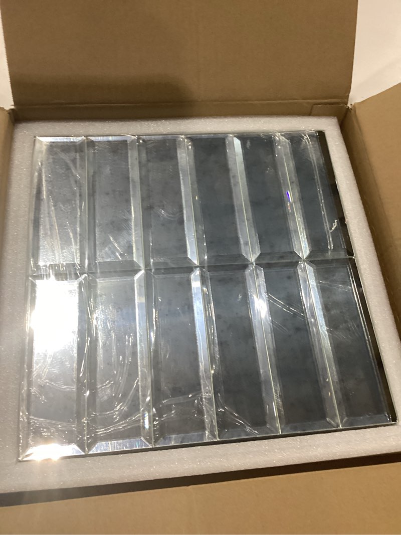 Diflart Peel and Stick Mirror Backsplash Tiles, Light Antique, 1.8 x 11.8 Inch, Two Strips, Beveled 