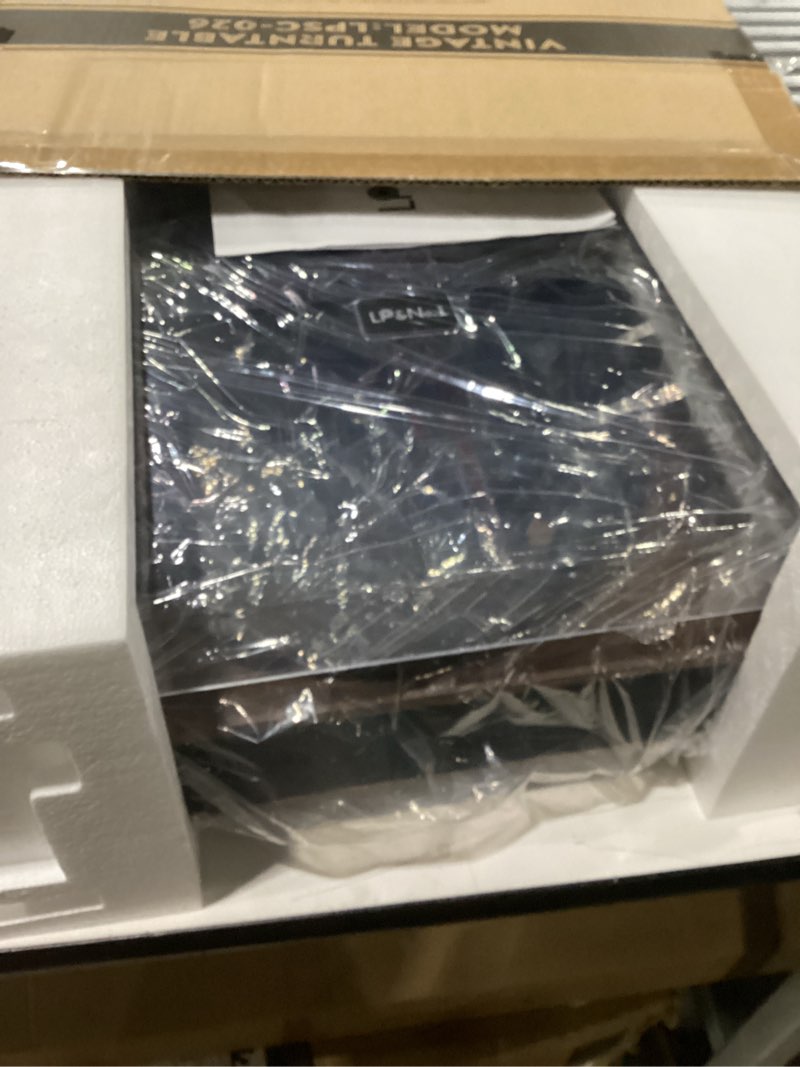 Condition photo showing New/Like New for LP&No.1 Record Player with Stereo Speakers, 3-Speed Belt-Drive Turntable for Vinyl Records with Wireless Playback and Auto-Stop,Walnut Wood