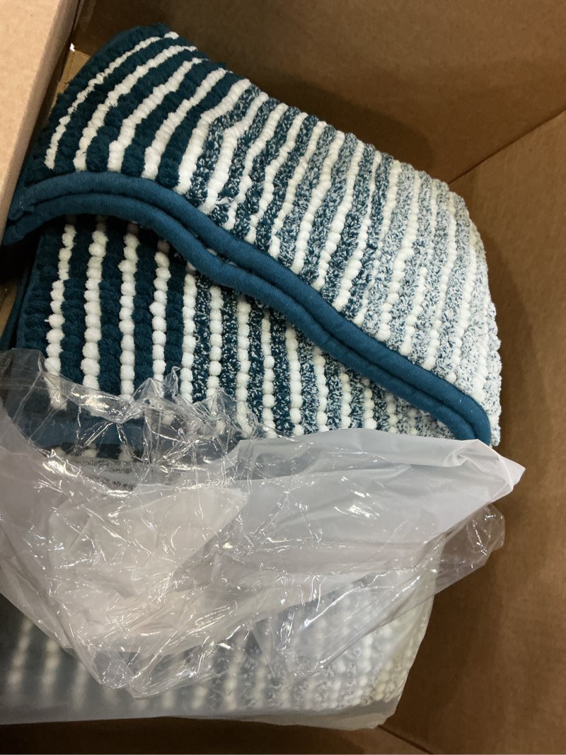 Condition photo showing Good Condition for bsicpro bathroom rugs and mats sets, 2 piece thick absorbent chenille bath mat rug set non slip, soft shaggy bath room floor mats for bathroom, machine washable (teal, 24" x 70" plus 20" x 32") 24" x 70" plus 20" x 32" teal