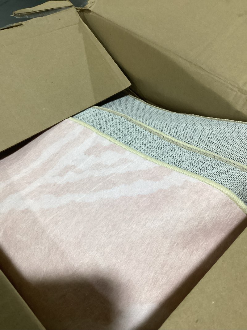 Condition photo showing Good Condition for area rug 6x9 rug machine washable non-slip low pile print pattern western rug for living room bedroom entryway tribal series -light pink/cream light pink/cream 6' x 9' (rectangular)
