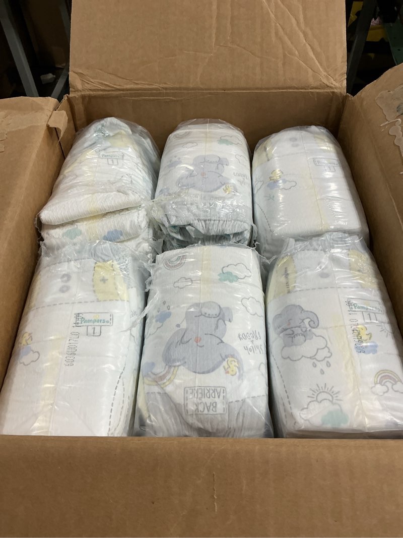 Condition photo showing As Is for ((Size 1 ))Pampers Swaddlers Diapers, (8-14 lbs), 198 Count, Absorbent, Keeps Baby Dry and Comfortable, Skin Safe Disposable Baby Diaper (Packaging May Vary) 