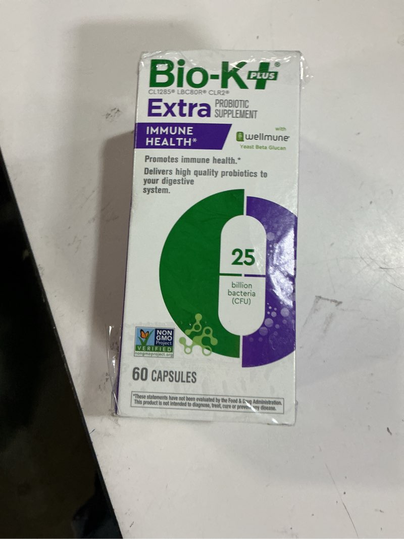 Condition photo showing New/Like New for (bbd 13/92/27)  bio k+ probitotic for immune health with wellmune, delayed release probiotic supplement immune & digestive system, 25 billion cfu, vegan, shelf-stable – 60 capsules