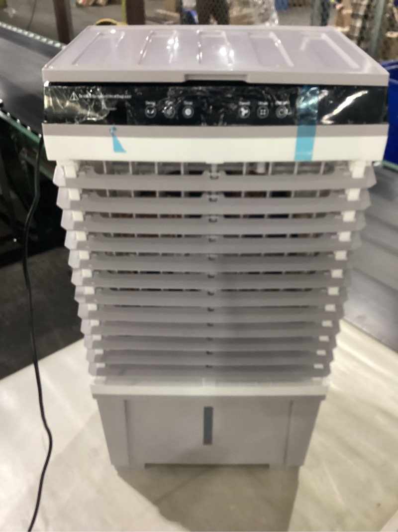 Condition photo showing New/Like New for Air Choice Portable Evaporative Air Cooler, 1800 CFM Swamp Cooler with 6 Ice Box & 5.3 Gal Water Tank, 110° Swing, 3 Speeds, Upgraded Remote, 12H Timer, 3-in-1 Air Cooling Fan for Outdoor Indoor, Blue