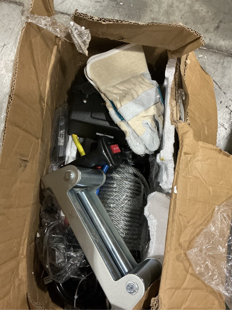 Condition photo showing As Is for VEVOR Electric Winch, 12000 lbs Load Capacity, 12V DC Truck Winch with ?0.36 in x 80 ft Steel Rope, Wireless & Wired Remote Control, IP55 Waterproof for Towing SUV Jeep Trailer Boat Off-Road Vehicle