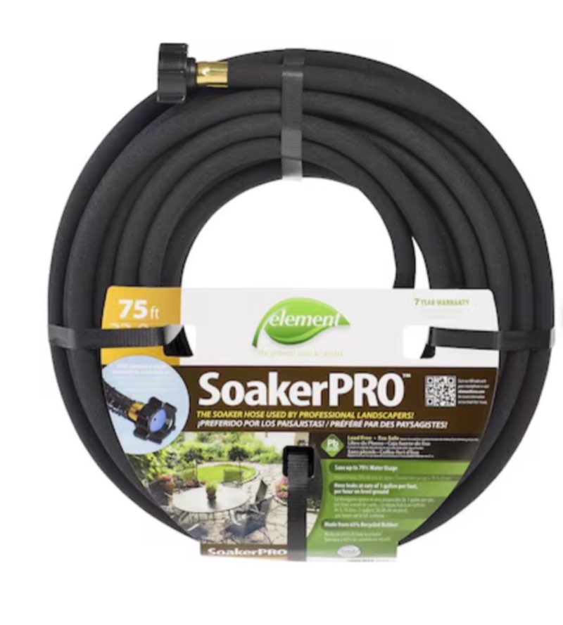element 3/8-in x 75-ft kink free rubber black soaker hose