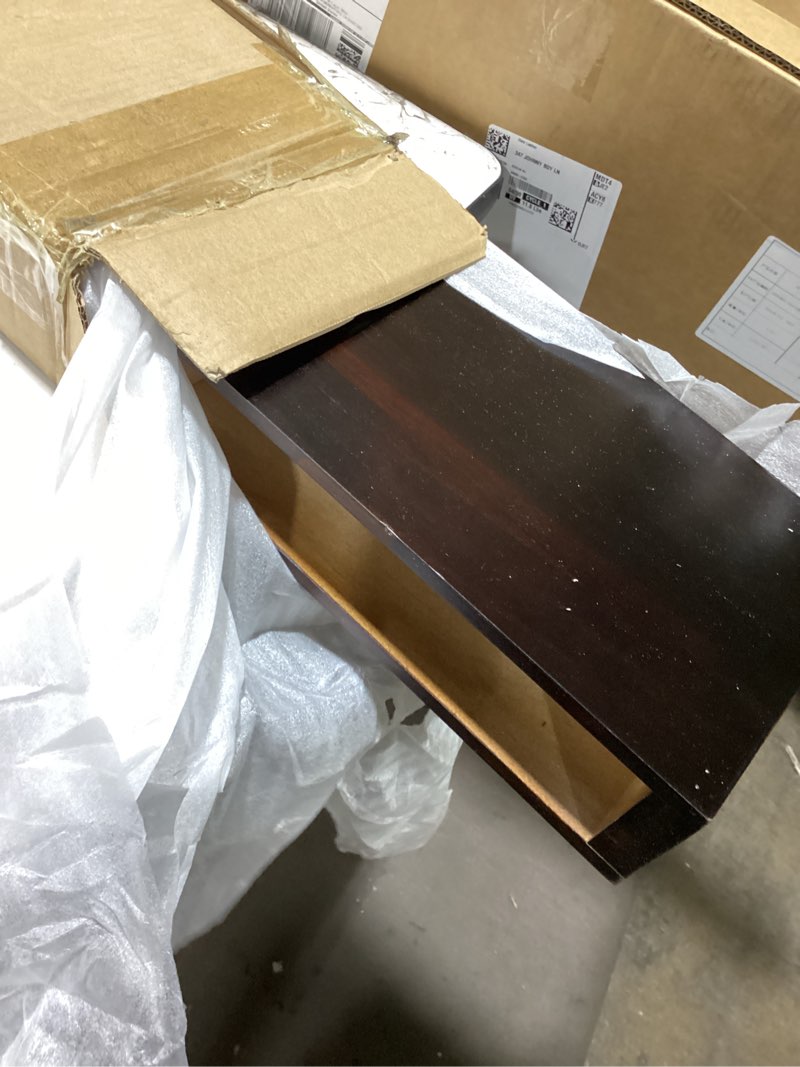 Condition photo showing As Is for azsky deep walnut fireplace mantel shelf wall mounted, handcrafted 60 inch floating mantel shelf for over fireplace, long hollow solid wood shelf with invisible bracket for living room under tv decor deep walnut 60 inch
