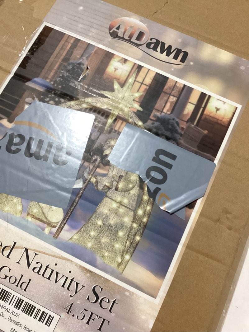 Condition photo showing New/Like New for Collections Etc Lighted Outdoor Mosaic Nativity Christmas Scene - 3pc