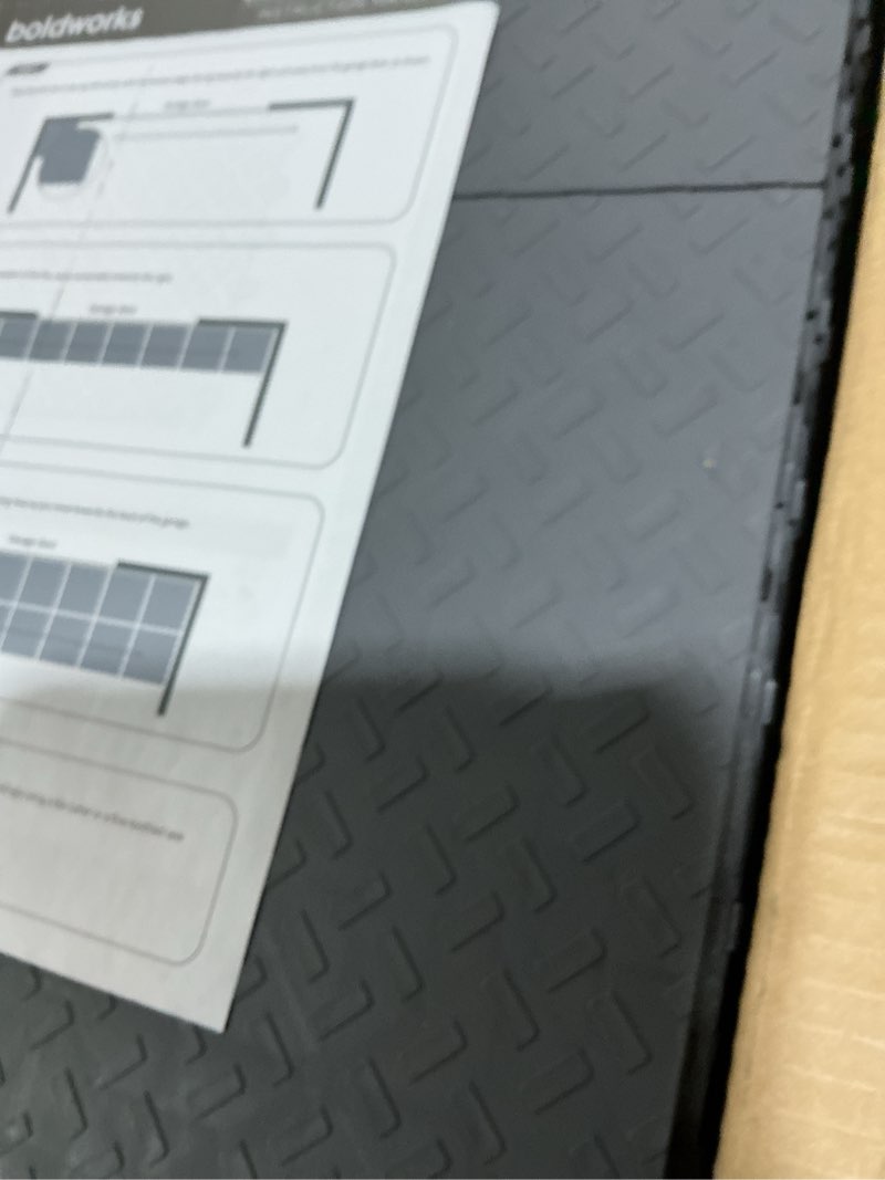 Condition photo showing Good Condition for Garage Floor Tiles Interlocking Garage Flooring Tiles Pack of 48 Antislip Oil and Stain Resistant for Garages Shop Floors Basements 40000 LBS Load Capacity 12x12 Inch Gray Color