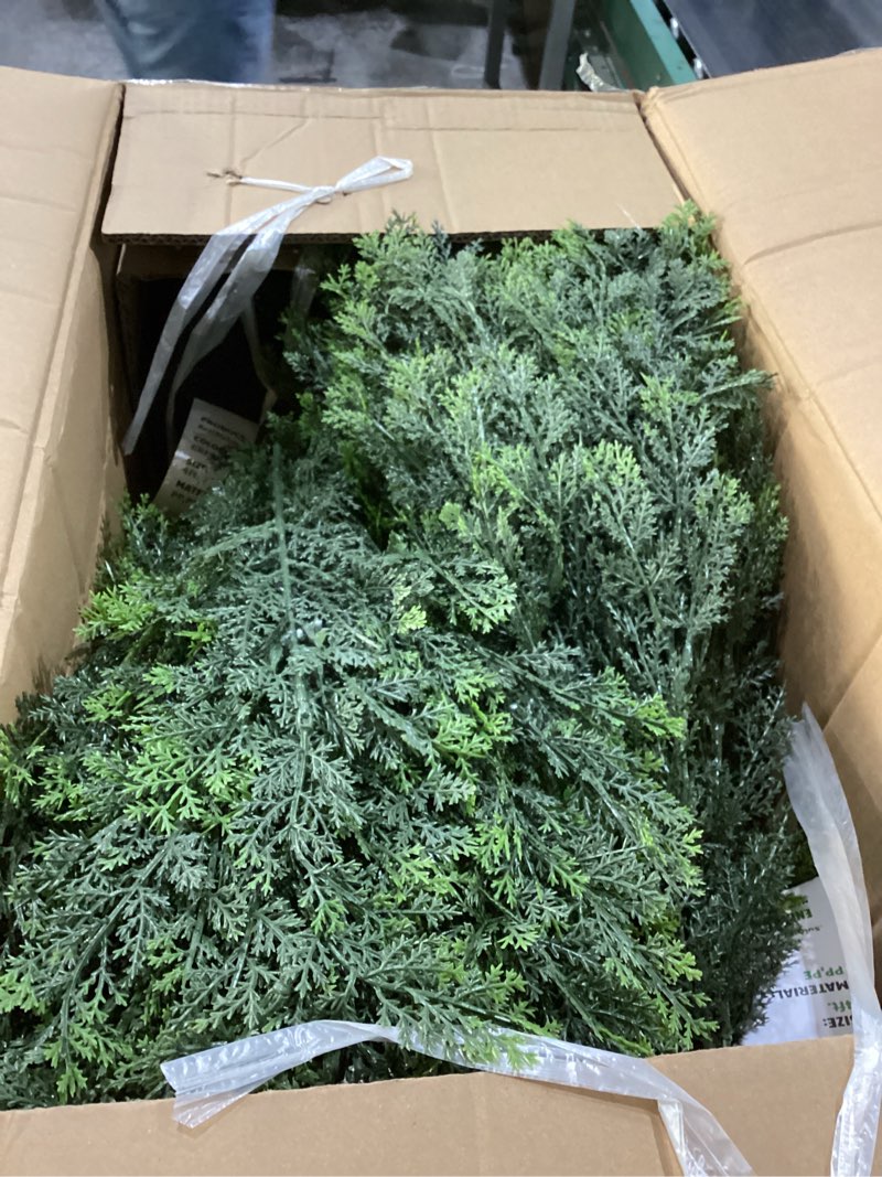 Condition photo showing New/Like New for Artificial Cedar Topiary Trees 4FT Tall 2 Set,Outdoor Indoor Realistic Faux Pine Plants,Fake Outdoor Plant Fake Trees for Front Porch Garden Decor