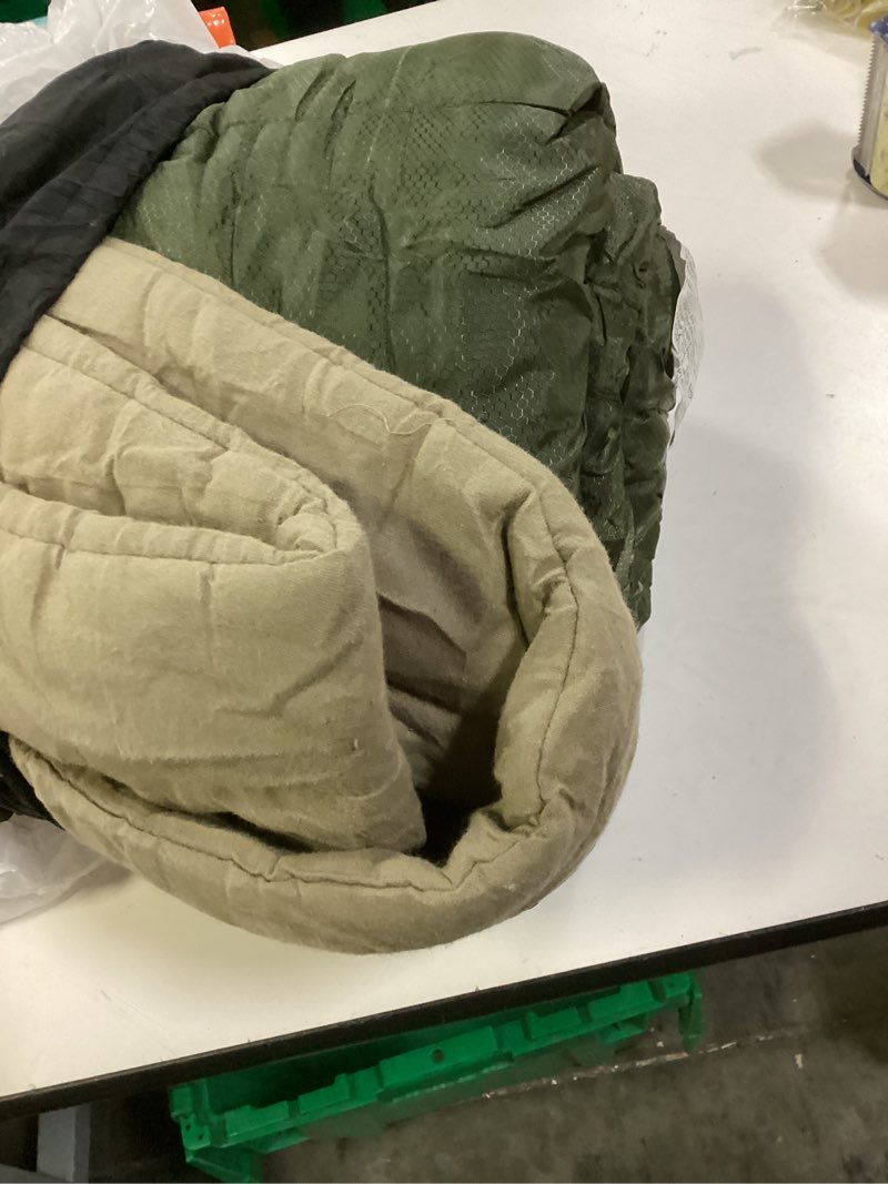 Condition photo showing Good Condition for PO PO BEAR Zero Degree Sleeping Bag for Adults 100% Cotton Flannel Tall and Big 84" x 40" Right Zip 0F Green